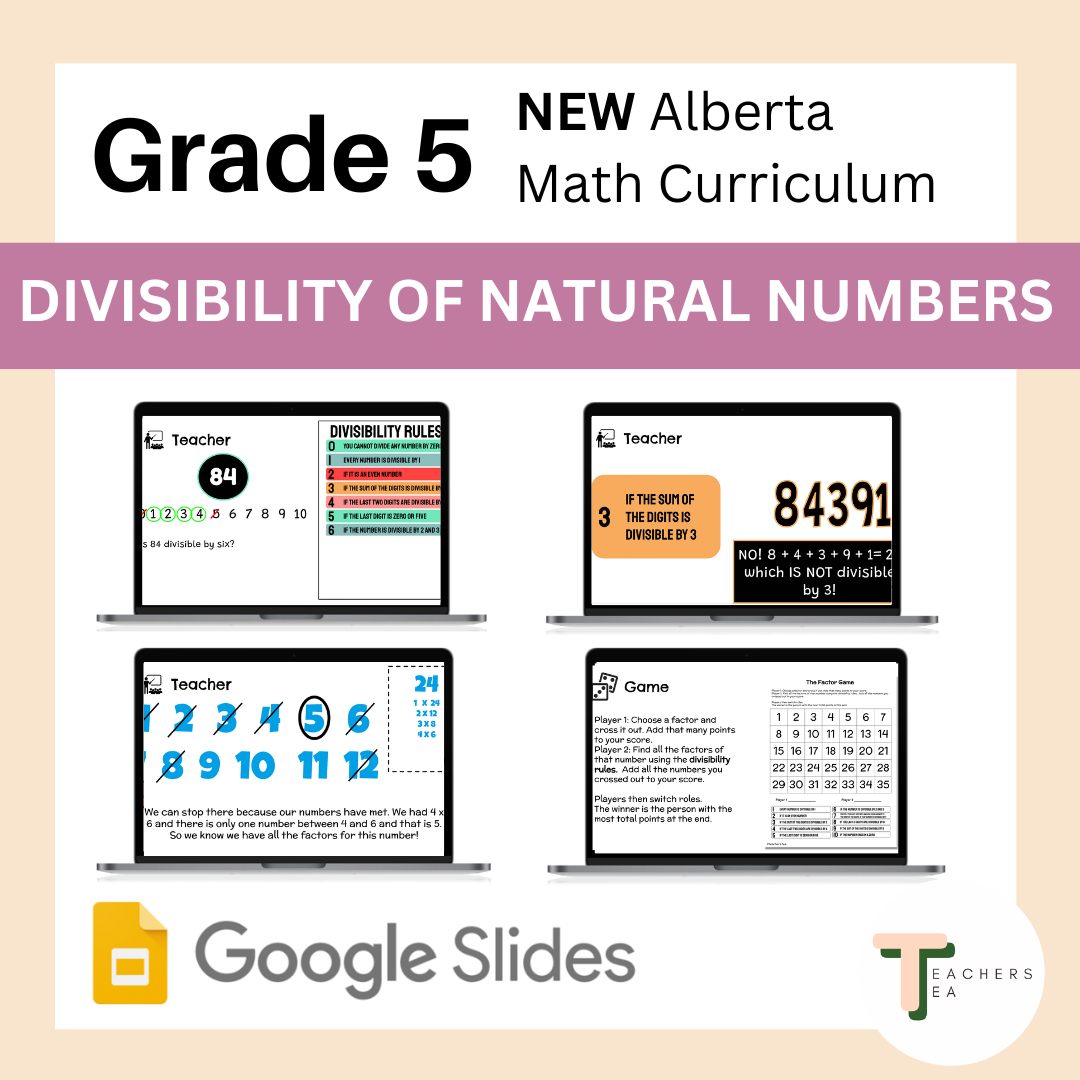 Alberta Grade 5 Math - Divisibility of Natural Numbers - Google Slides COMPLETE UNIT