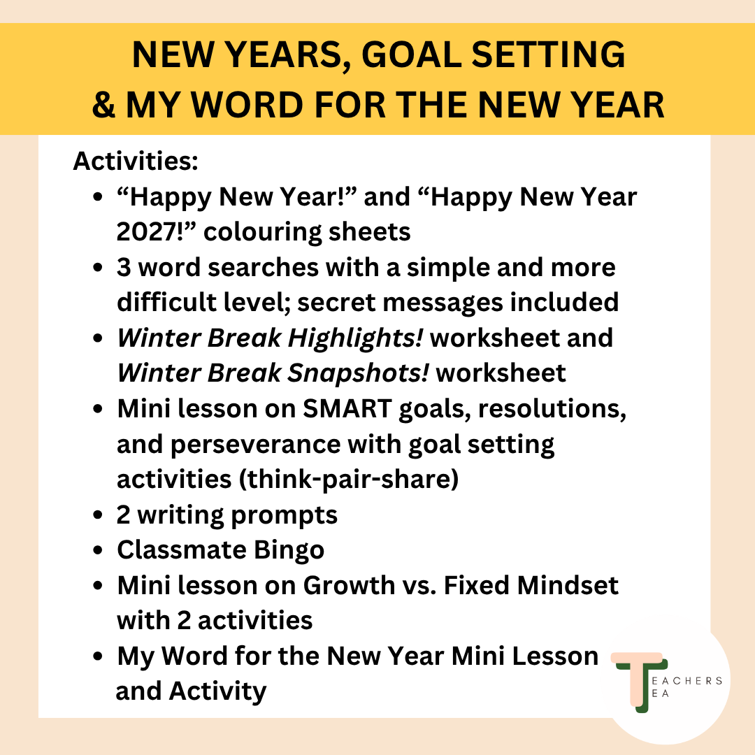 BUNDLE Back to School in January 2027 - Happy New Year - Goals, Activities & Word of the Year