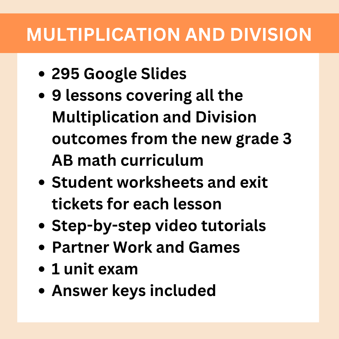 Alberta Grade 3 Math - Multiplication and Division - Google Slides COMPLETE UNIT