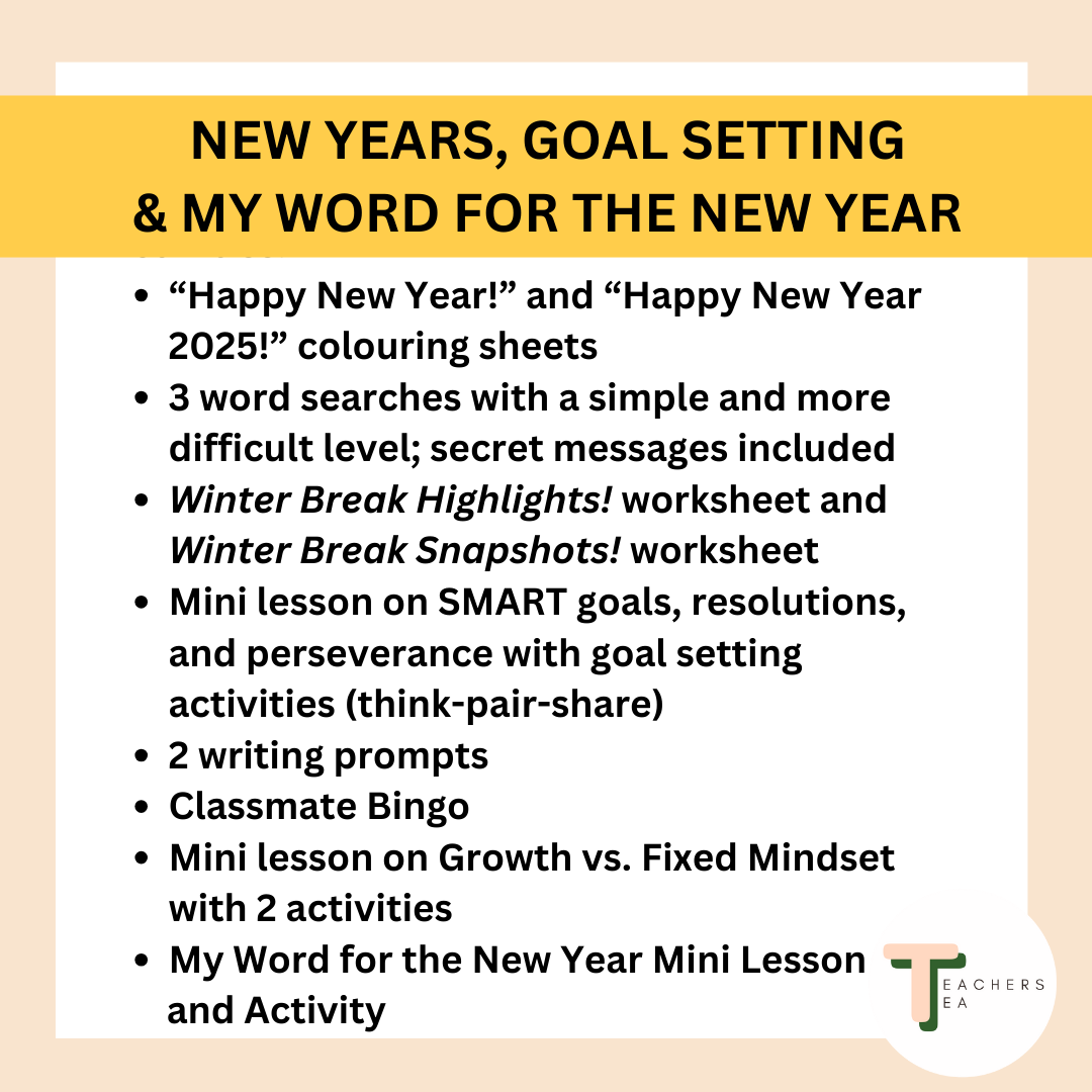 BUNDLE Back to School in January - Happy New Year - Goals, Activities & Word of the Year