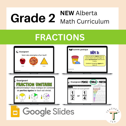 Grade 2 - Math - FRENCH - Fractions - Google Slides Complete Unit