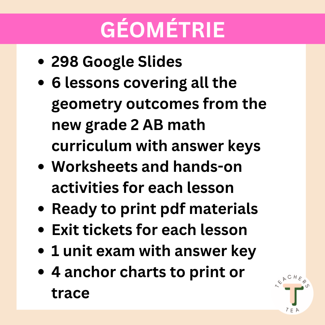 FRENCH Grade 2 Math- Geometry