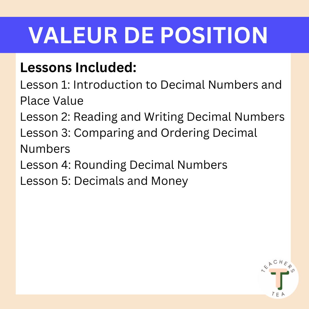 Alberta Grade 4 Math FRENCH - Place Value - Decimals - Google Slides COMPLETE UNIT