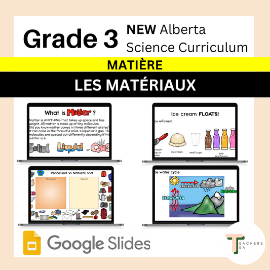 Alberta Grade 3 New Science Curriculum FRENCH - MATTER - Materials