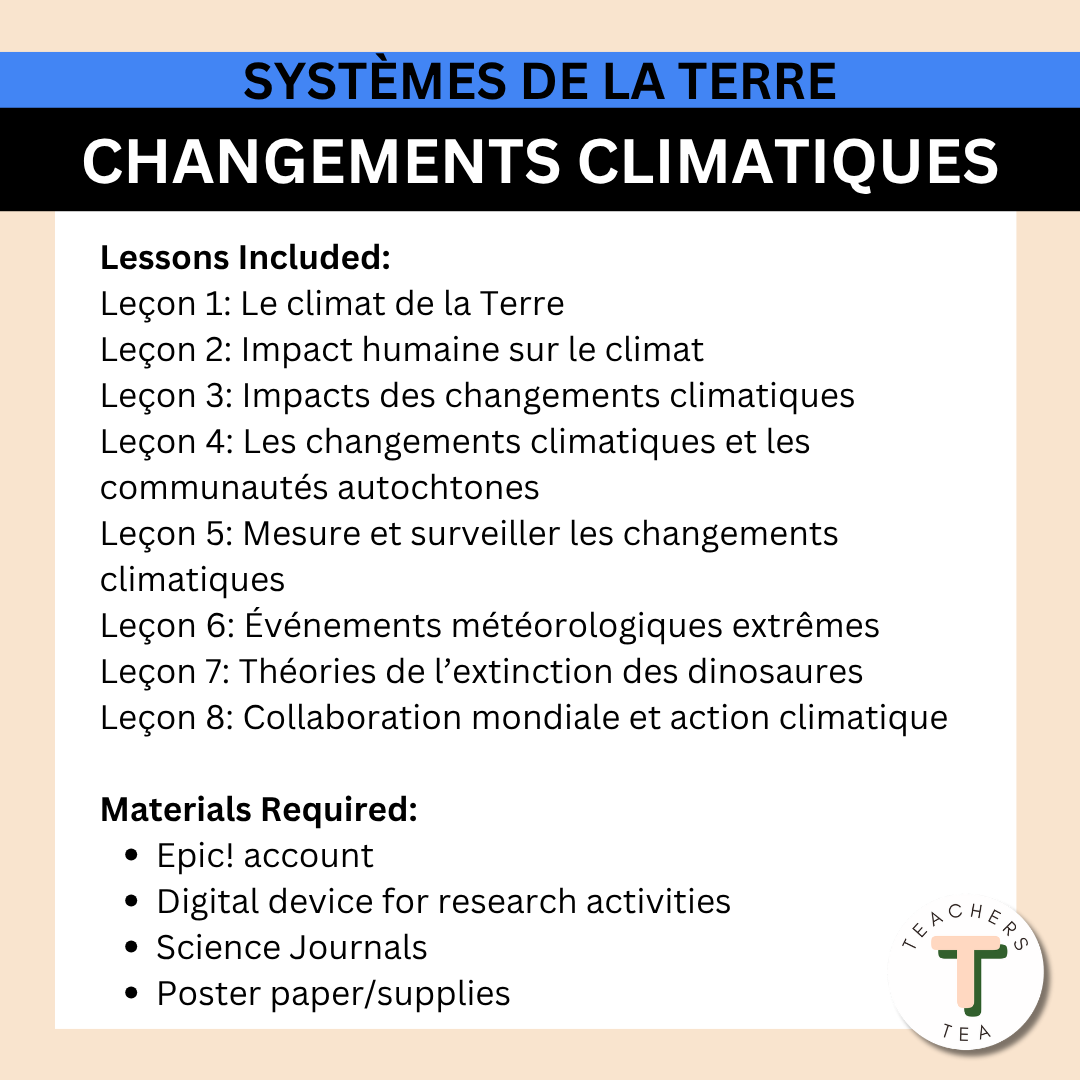 Alberta Grade 6 New Science Curriculum FRENCH - EARTH SYSTEMS - Climate Change