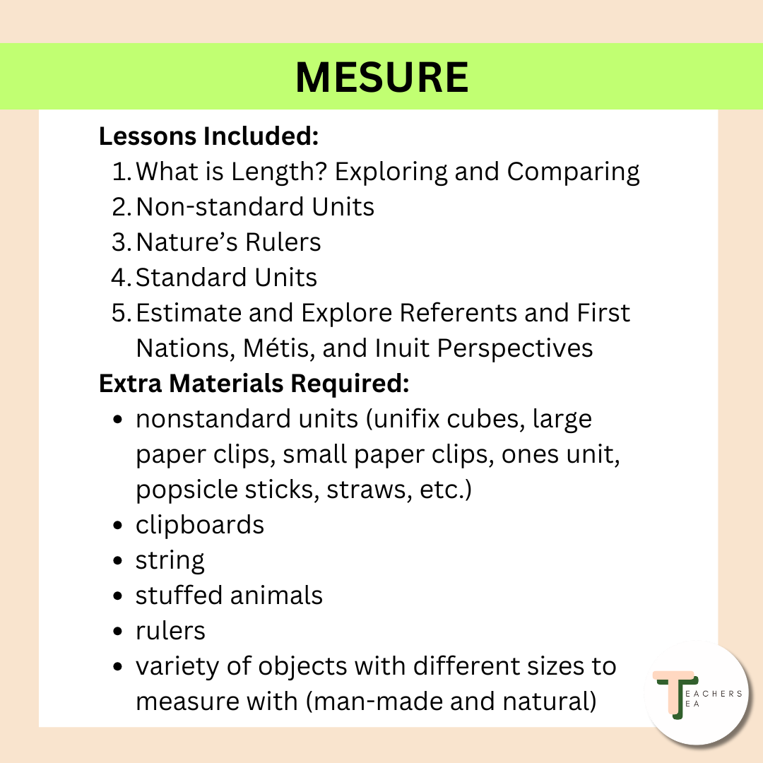 Alberta Grade 2 New Math Curriculum - FRENCH - Measurement
