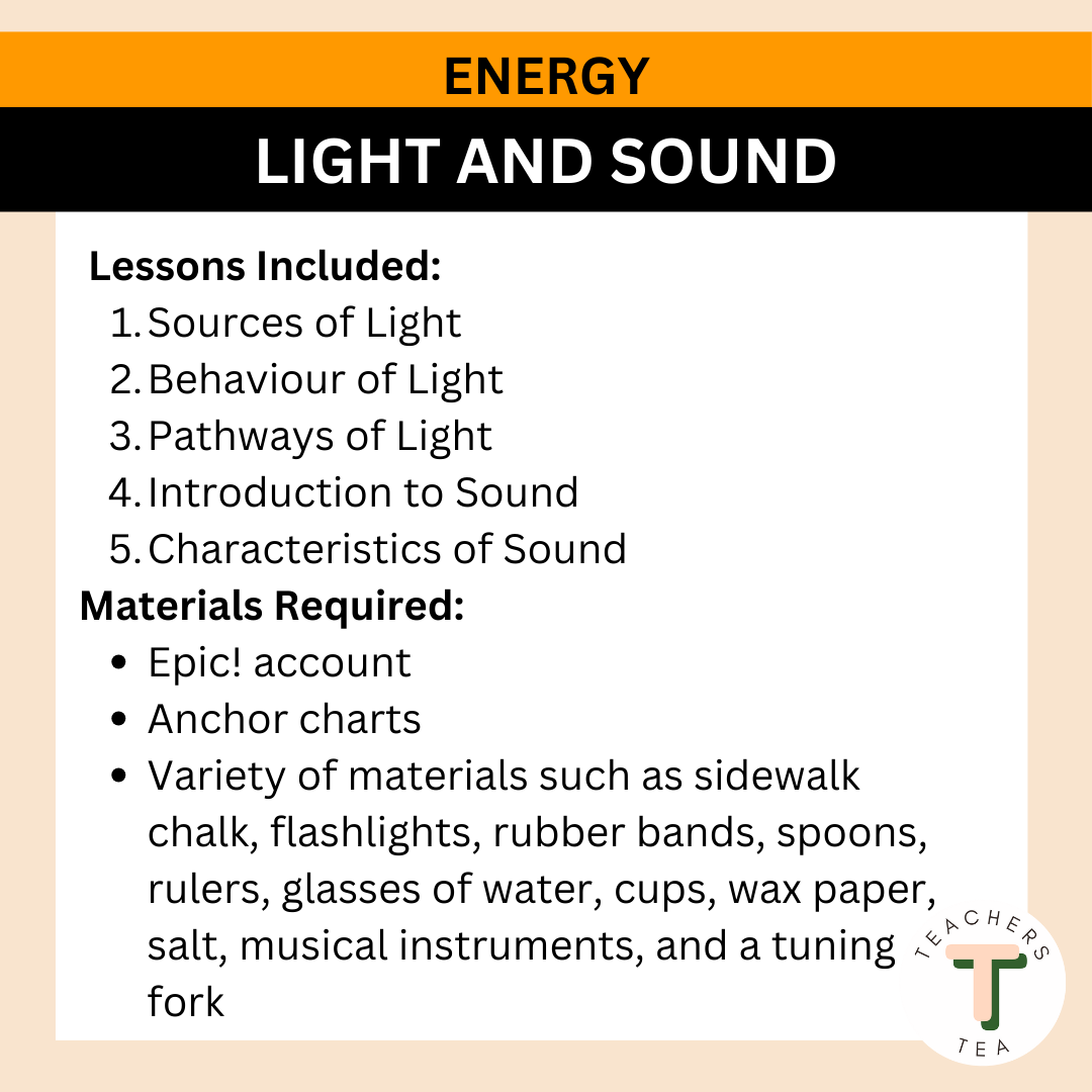 Alberta Grade 2 New Science Curriculum - ENERGY - Light and Sound