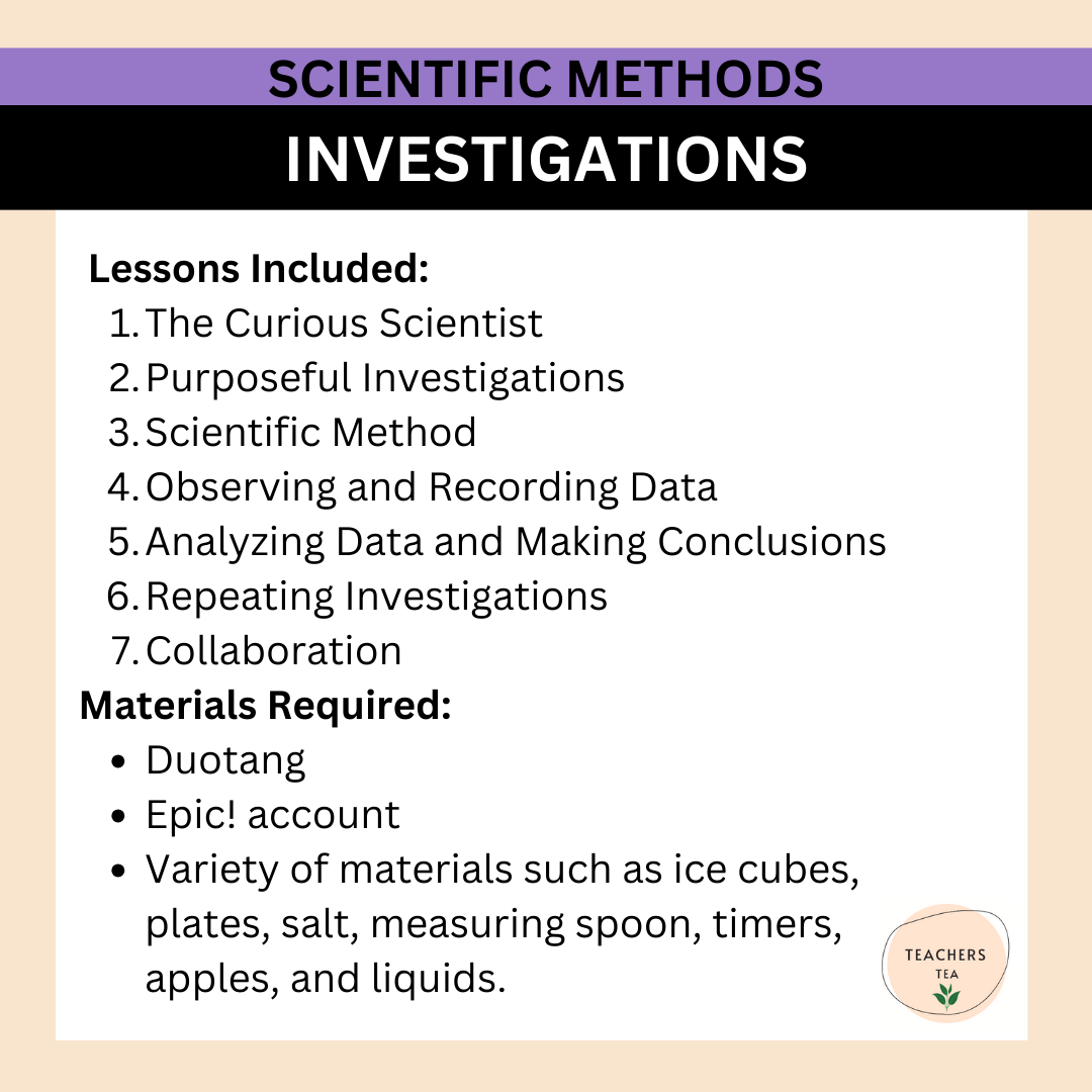 Alberta Grade 2 New Science Curriculum - SCIENTIFIC METHODS - Investigations