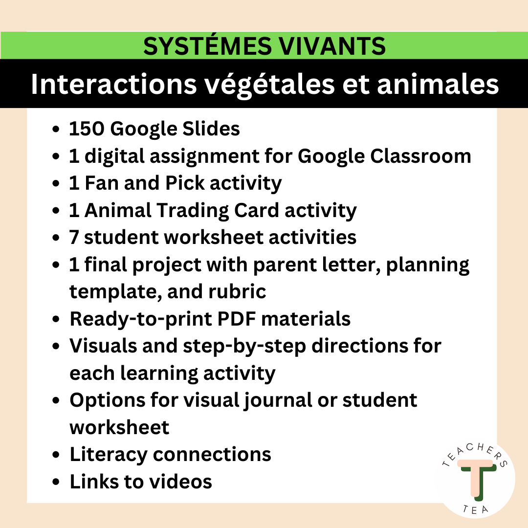 Alberta Grade 1 New Science Curriculum FRENCH - LIVING SYSTEMS