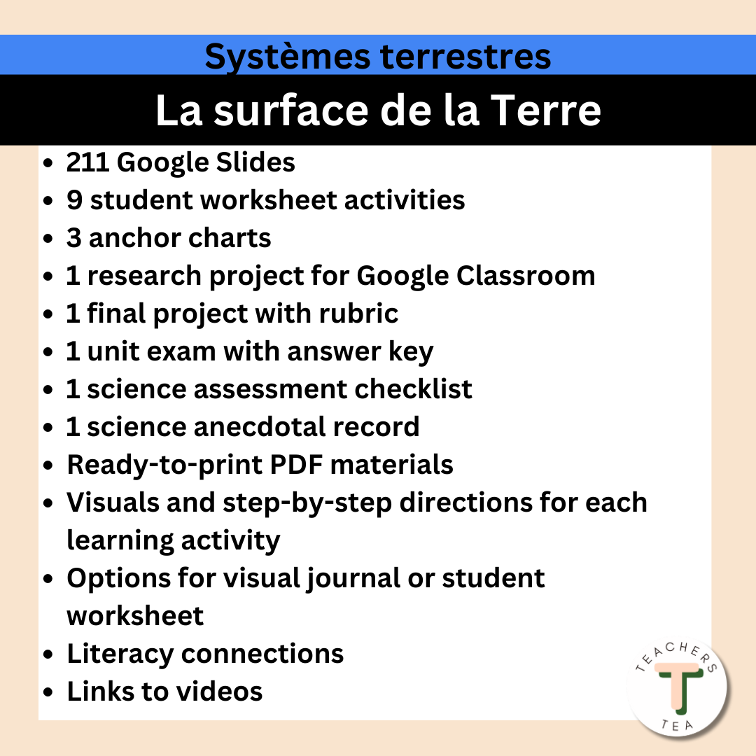Alberta Grade 3 NEW Science Curriculum - EARTH SYSTEMS - Earth's Surface FRENCH