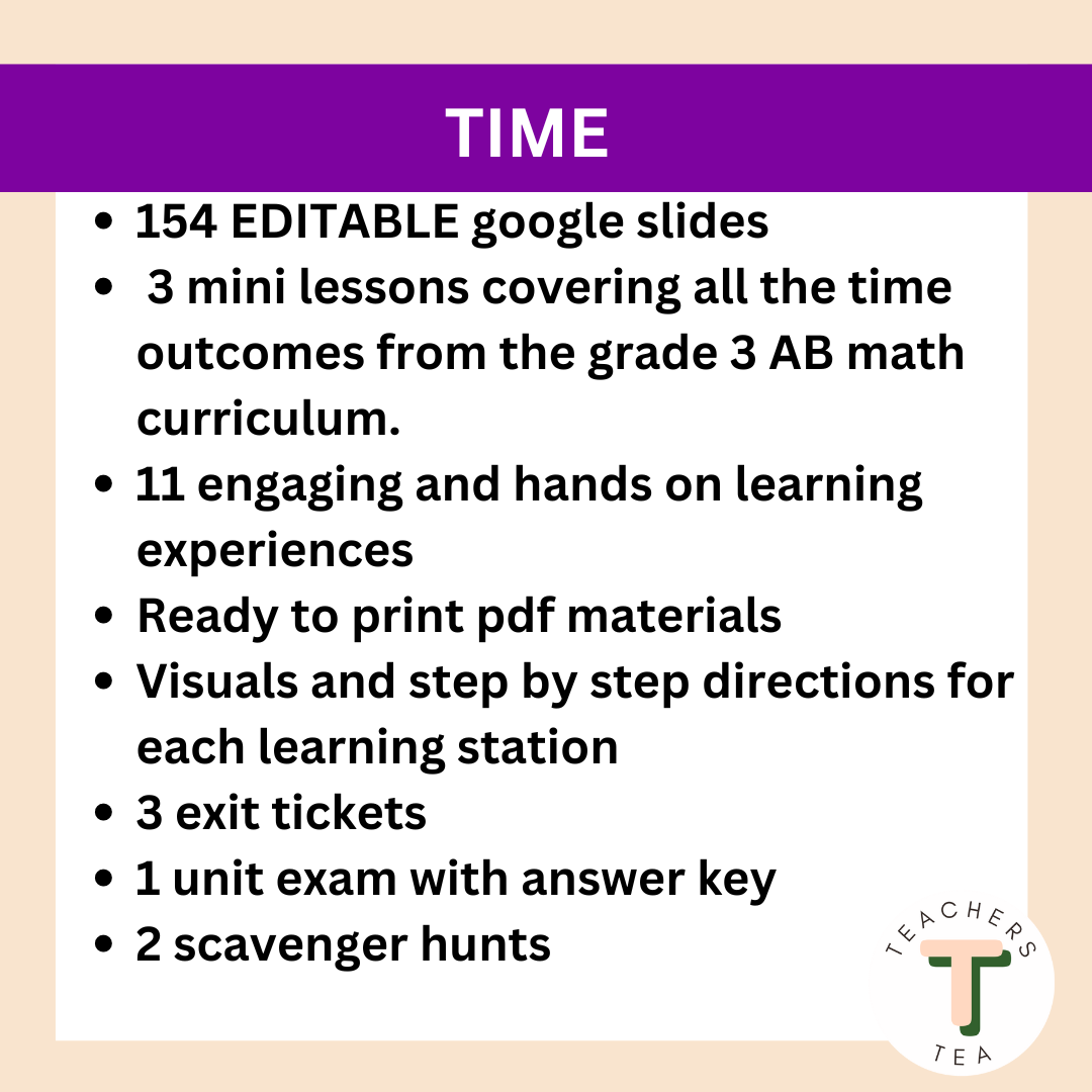 Alberta Grade 3 Math - Time - Google Slides COMPLETE UNIT