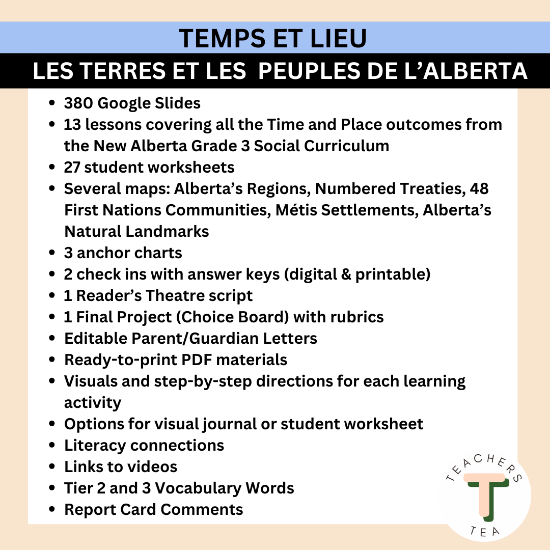 FRENCH - Alberta Grade 3 New Social Curriculum - Time and Place
