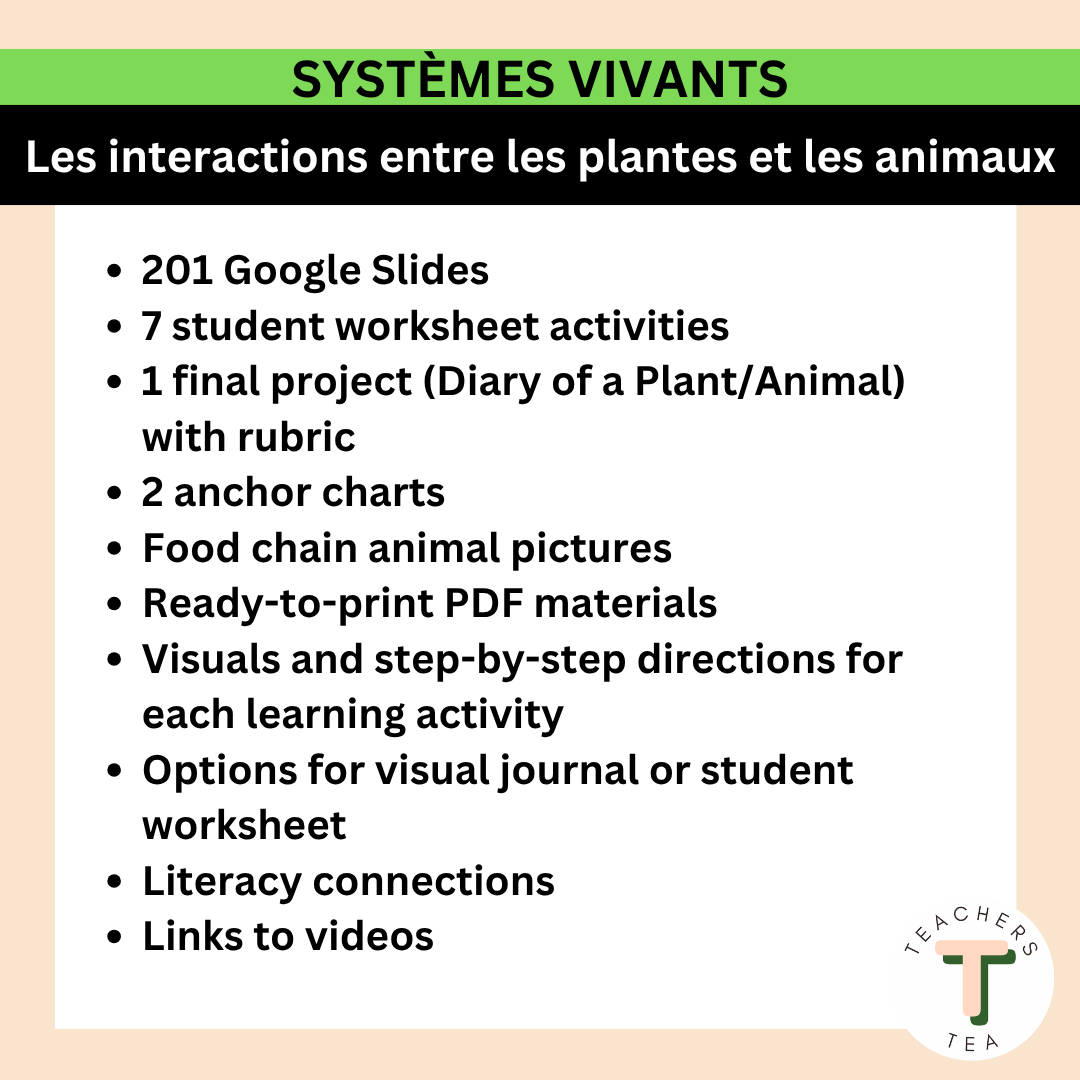 Alberta Grade 3 New Science FRENCH - LIVING SYSTEMS - Plant and Animal Growth