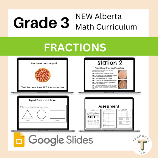 Alberta Grade 3 Math - FRACTIONS - Mini Lessons and Hands On Learning Centres