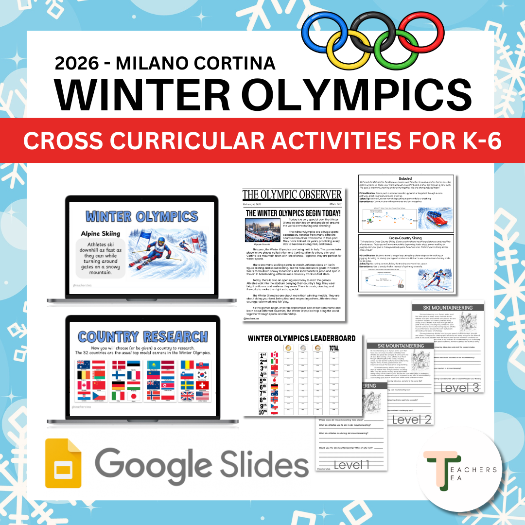 Winter Olympics 2026 Activities Bundle | Reading, Writing, Newspaper, Graphs, PE