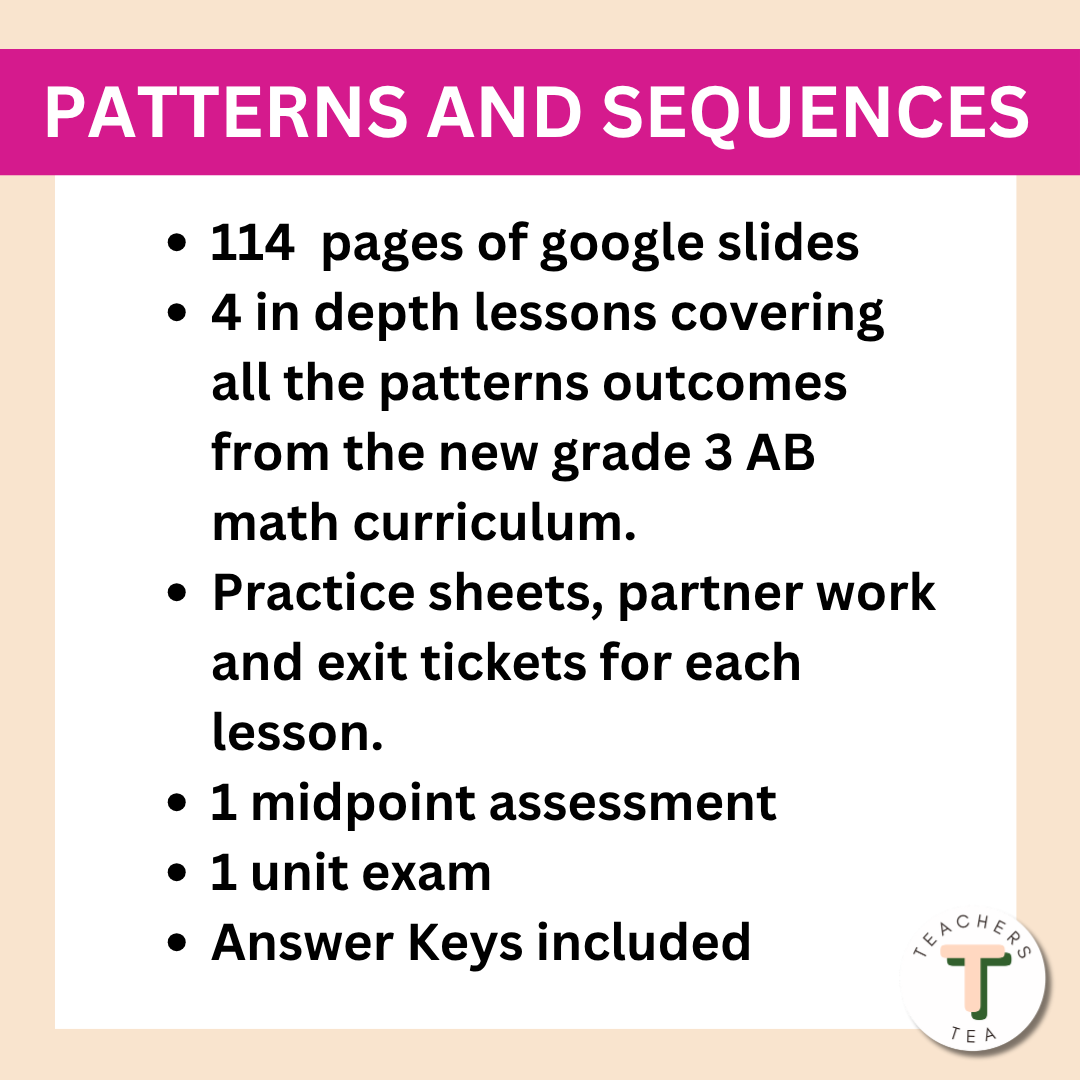 Alberta Grade 3 Math - Patterns and Sequences - Google Slides COMPLETE UNIT