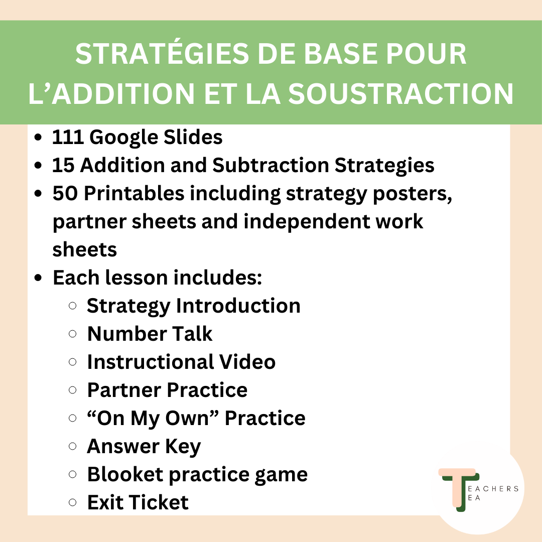 Addition and Subtraction Basic Facts Strategies FRENCH