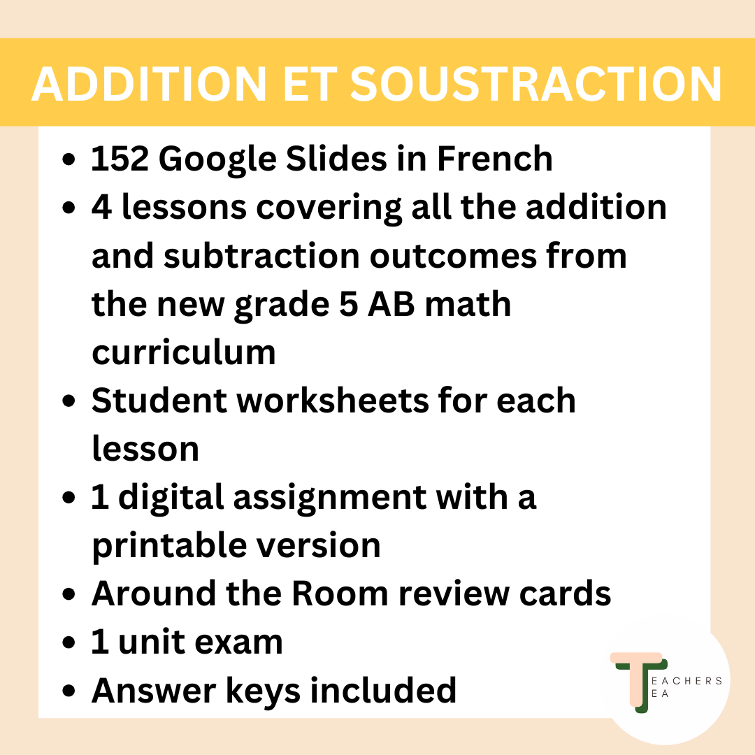 FRENCH - Alberta Grade 5 Math - Addition and Subtraction