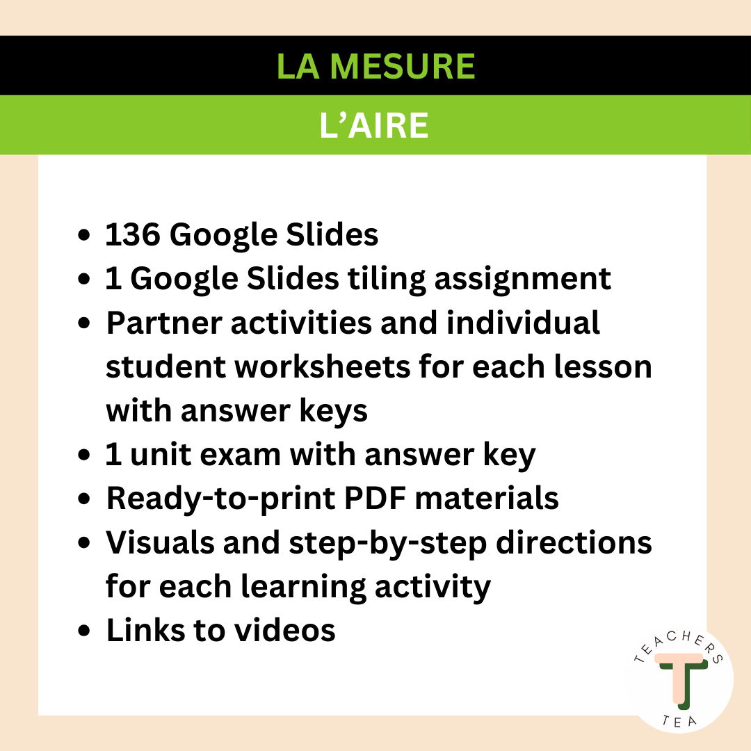 Alberta Grade 4 Math FRENCH - MEASUREMENT - Area