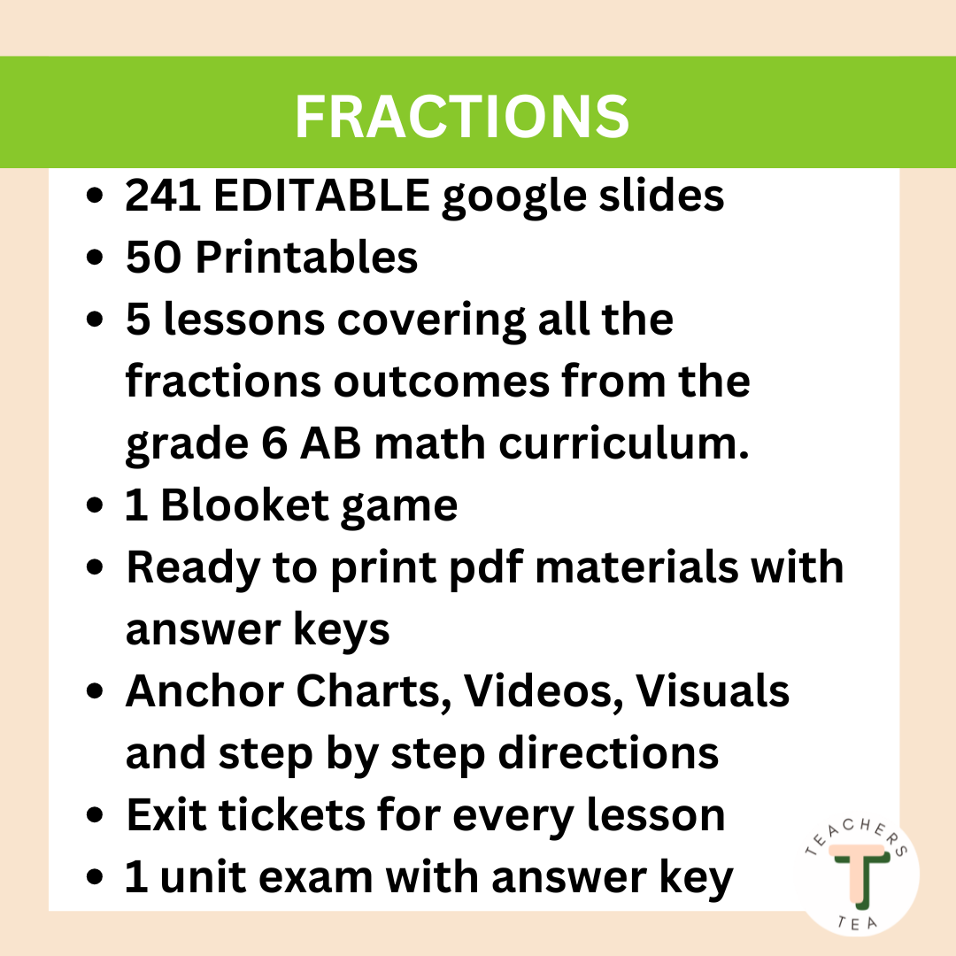 Alberta Grade 6 New Math Curriculum - NUMBERS - Fractions