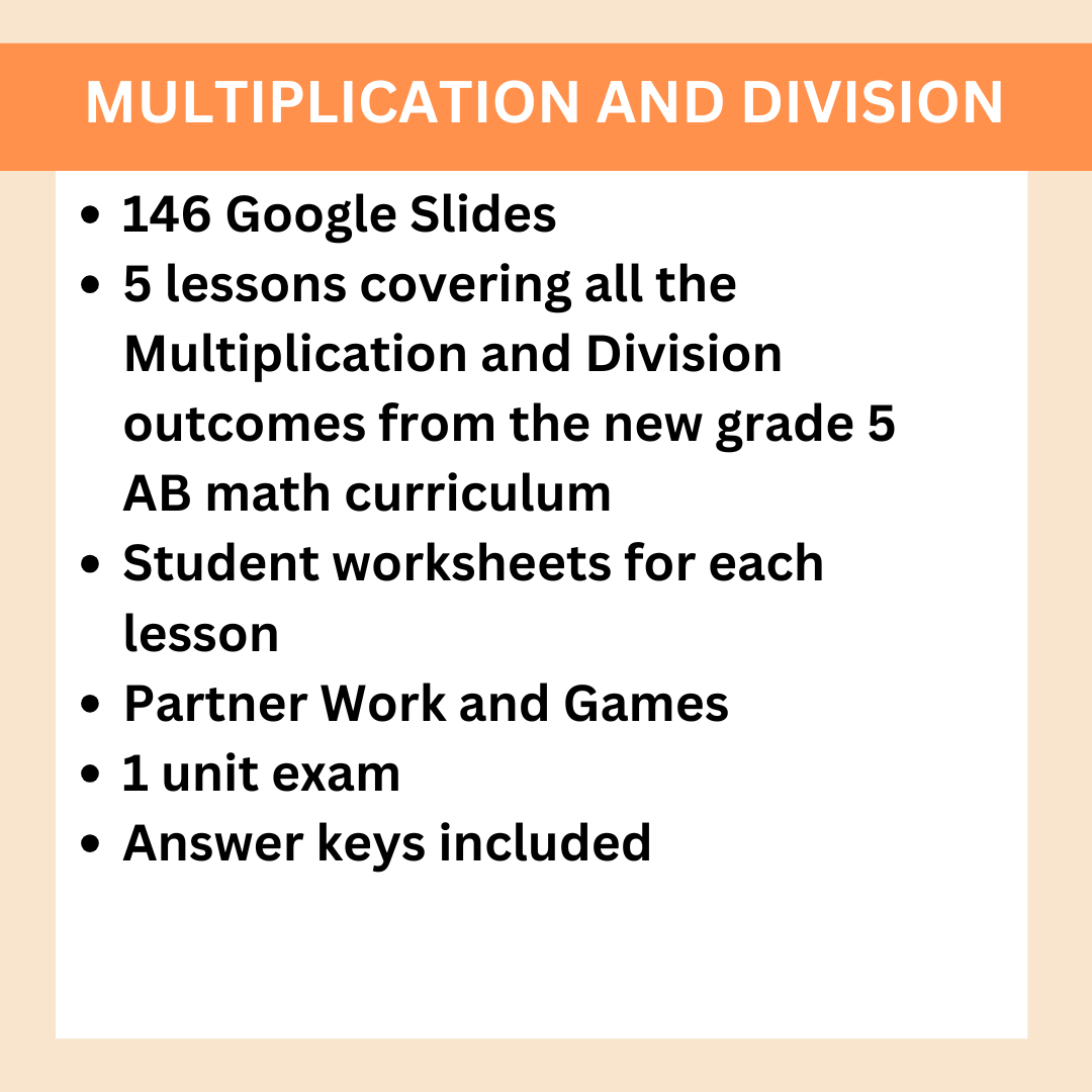 Alberta Grade 5 Math - Multiplication and Division - Google Slides COMPLETE UNIT