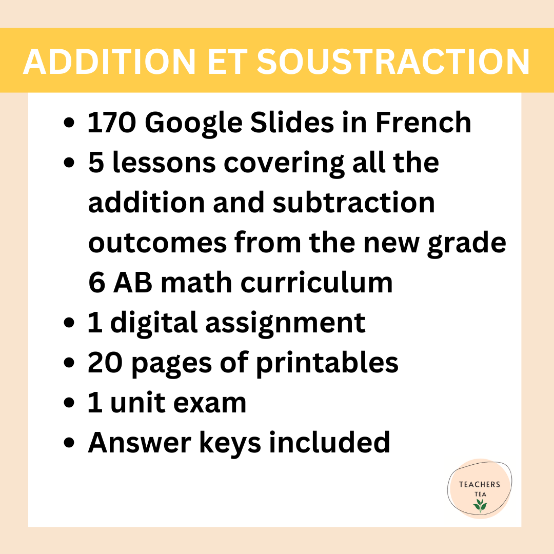 FRENCH - Alberta Grade 6 Math - Addition and Subtraction