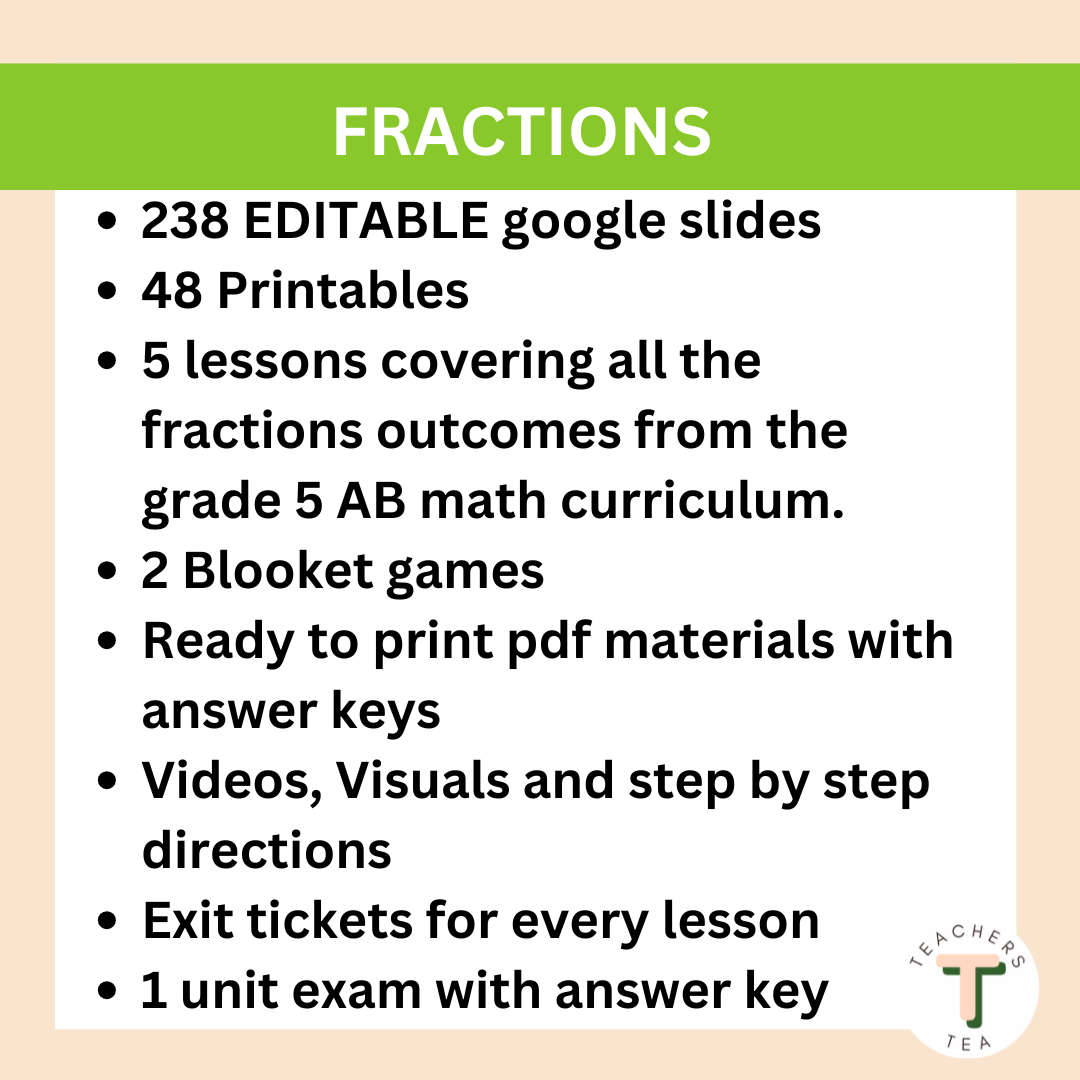 Alberta Grade 5 New Math Curriculum - NUMBERS - Fractions