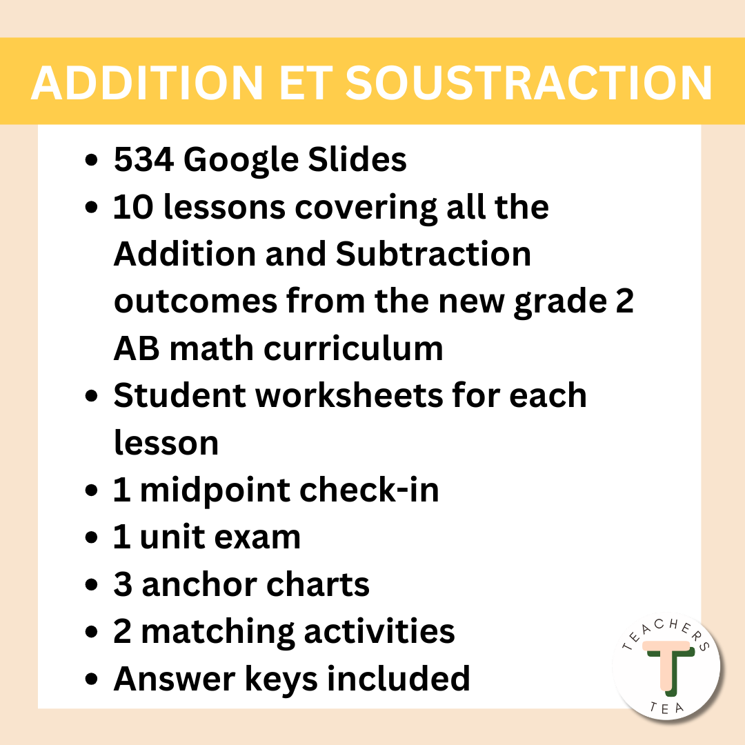 Alberta Grade 2 FRENCH New Math Curriculum - Addition and Subtraction