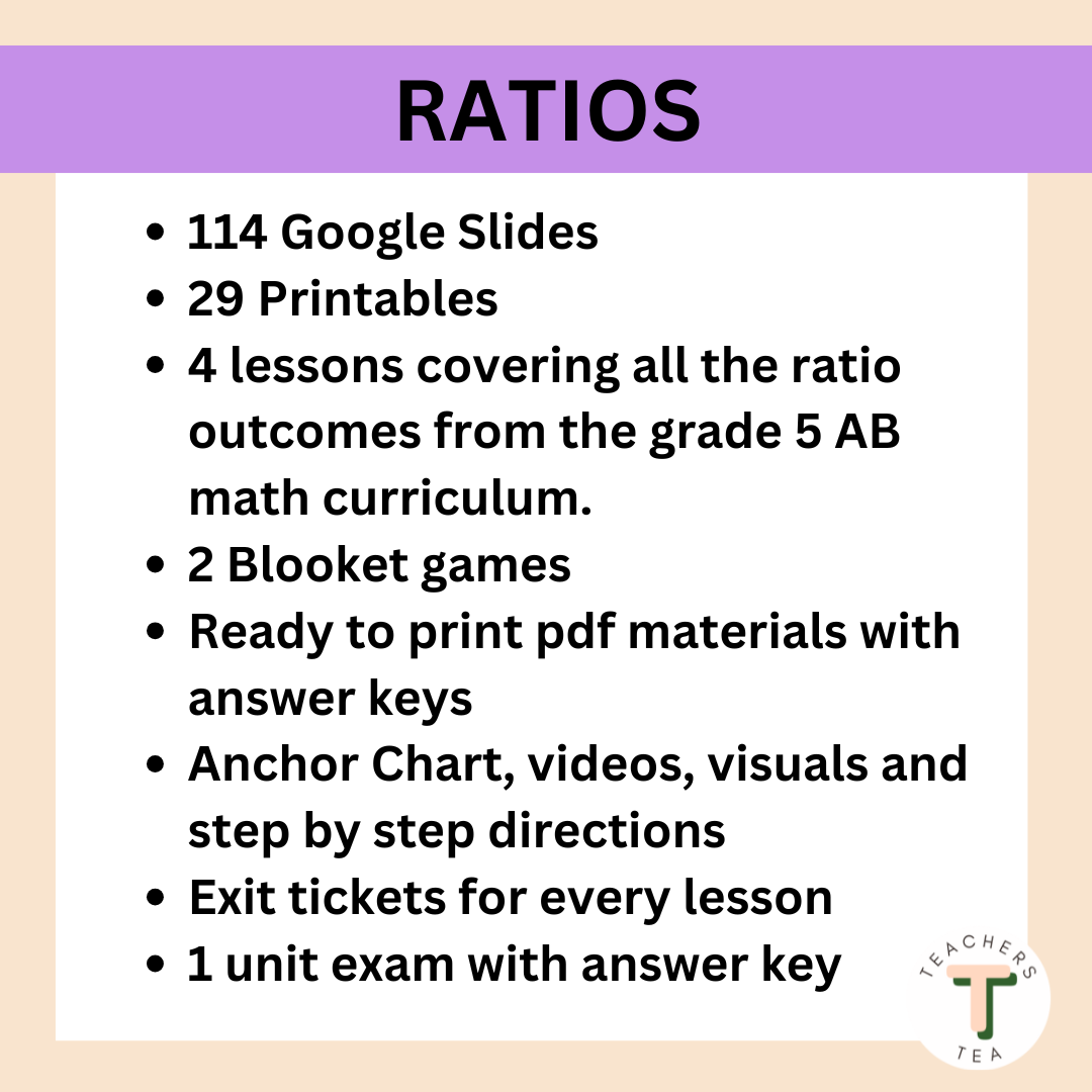 Alberta Grade 5 New Math Curriculum - NUMBERS - Ratios