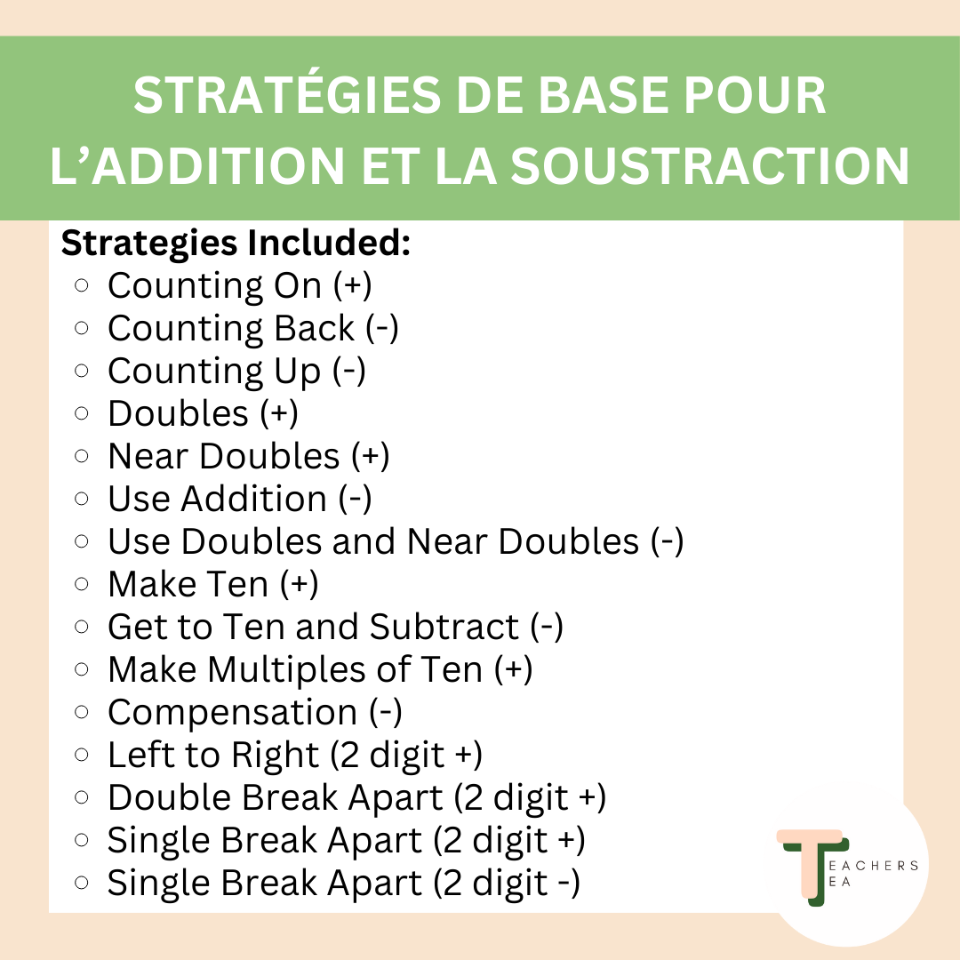 Addition and Subtraction Basic Facts Strategies FRENCH