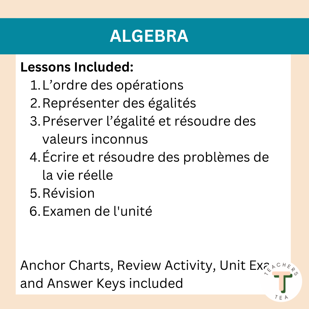 Alberta Grade 4 Math FRENCH - Algebra