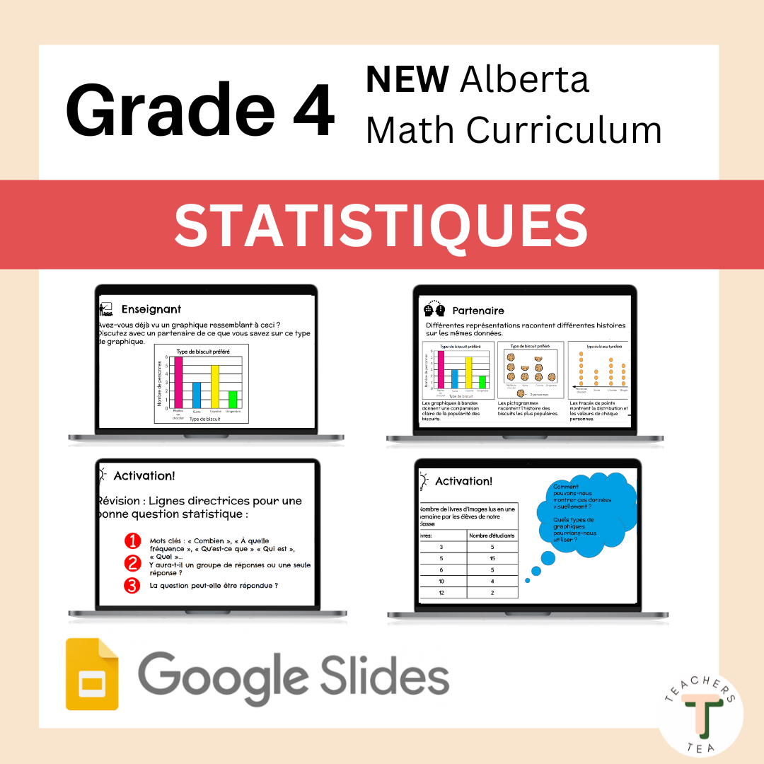 Alberta Grade 4 Math FRENCH - Statistics - Google Slides COMPLETE UNIT