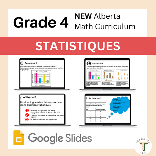 Alberta Grade 4 Math FRENCH - Statistics - Google Slides COMPLETE UNIT