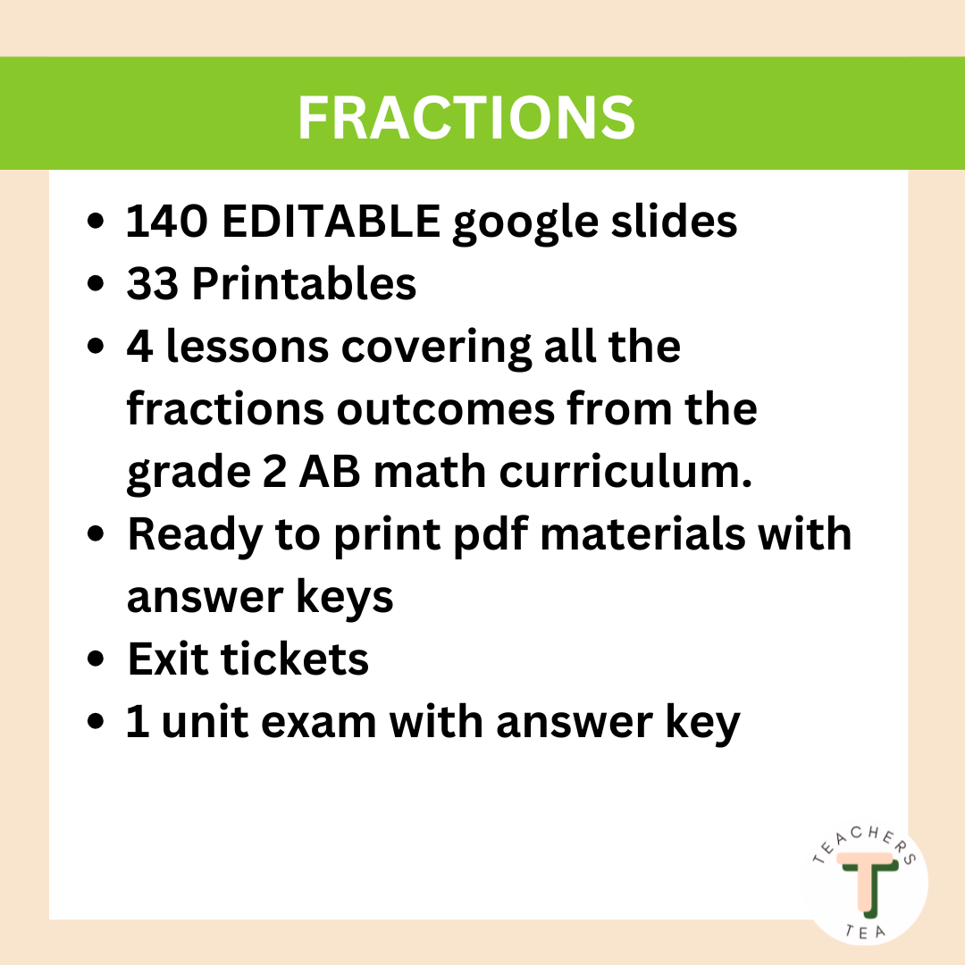 Grade 2 - Math - FRENCH - Fractions - Google Slides Complete Unit