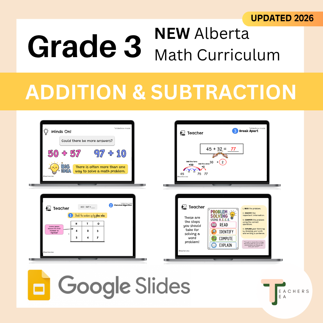 Alberta Grade 3 Math - Addition and Subtraction - Google Slides COMPLETE UNIT