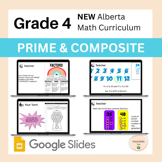 Alberta Grade 4 Math - Prime and Composite Numbers- Google Slides COMPLETE UNIT