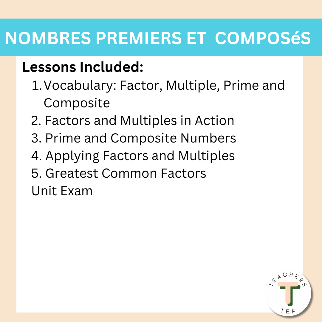 Alberta Grade 4 Math FRENCH - Prime and Composite Numbers- Google Slides COMPLETE UNIT