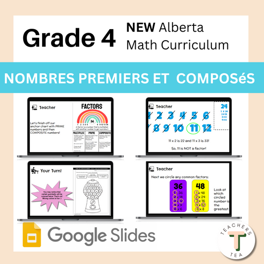 Alberta Grade 4 Math FRENCH - Prime and Composite Numbers- Google Slides COMPLETE UNIT