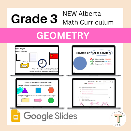 Alberta Grade 3 Math - GEOMETRY - Mini Lessons and Hands On Learning Centres