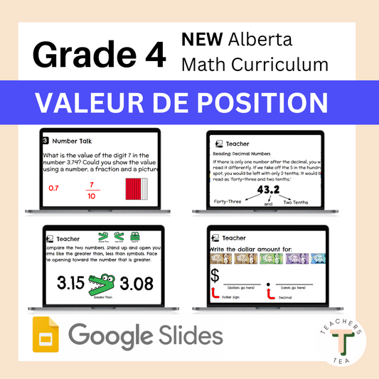 Alberta Grade 4 Math FRENCH - Place Value - Decimals - Google Slides COMPLETE UNIT