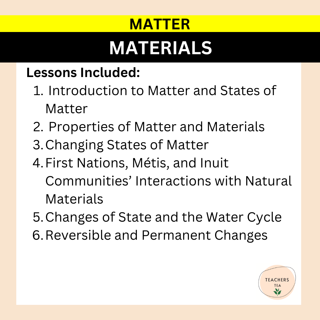 Alberta Grade 3 New Science Curriculum - MATTER - Materials