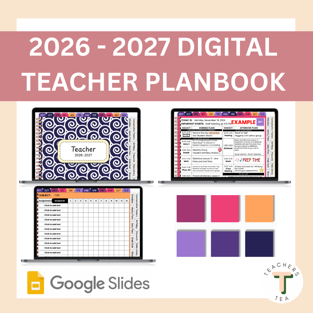 2026-2027 Digital Teacher Planner Google Slides - UPDATED YEARLY