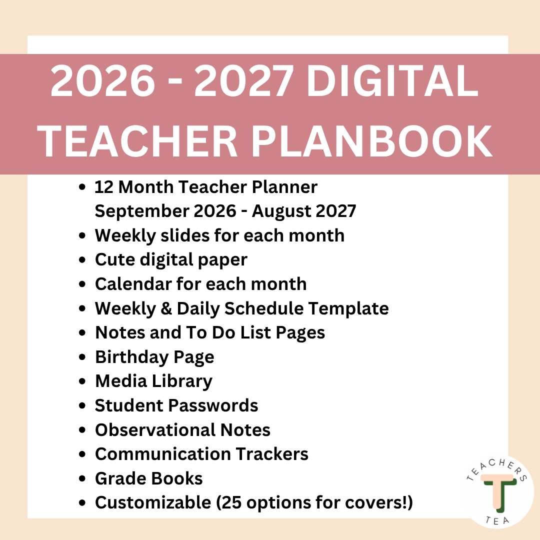 2026-2027 Digital Teacher Planner Google Slides - UPDATED YEARLY