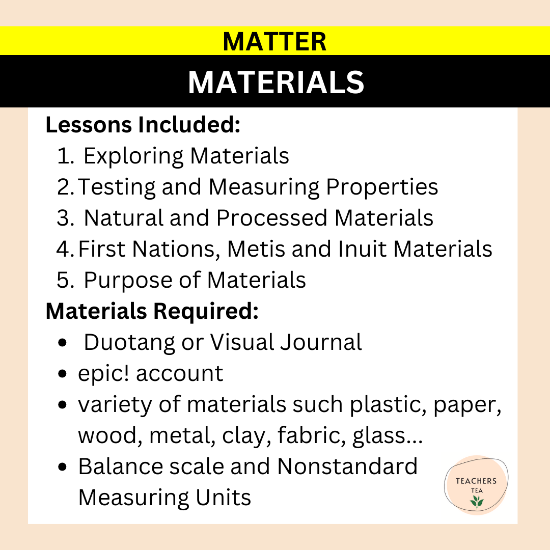 Alberta Grade 2 New Science Curriculum [ENGLISH] - MATTER - Materials