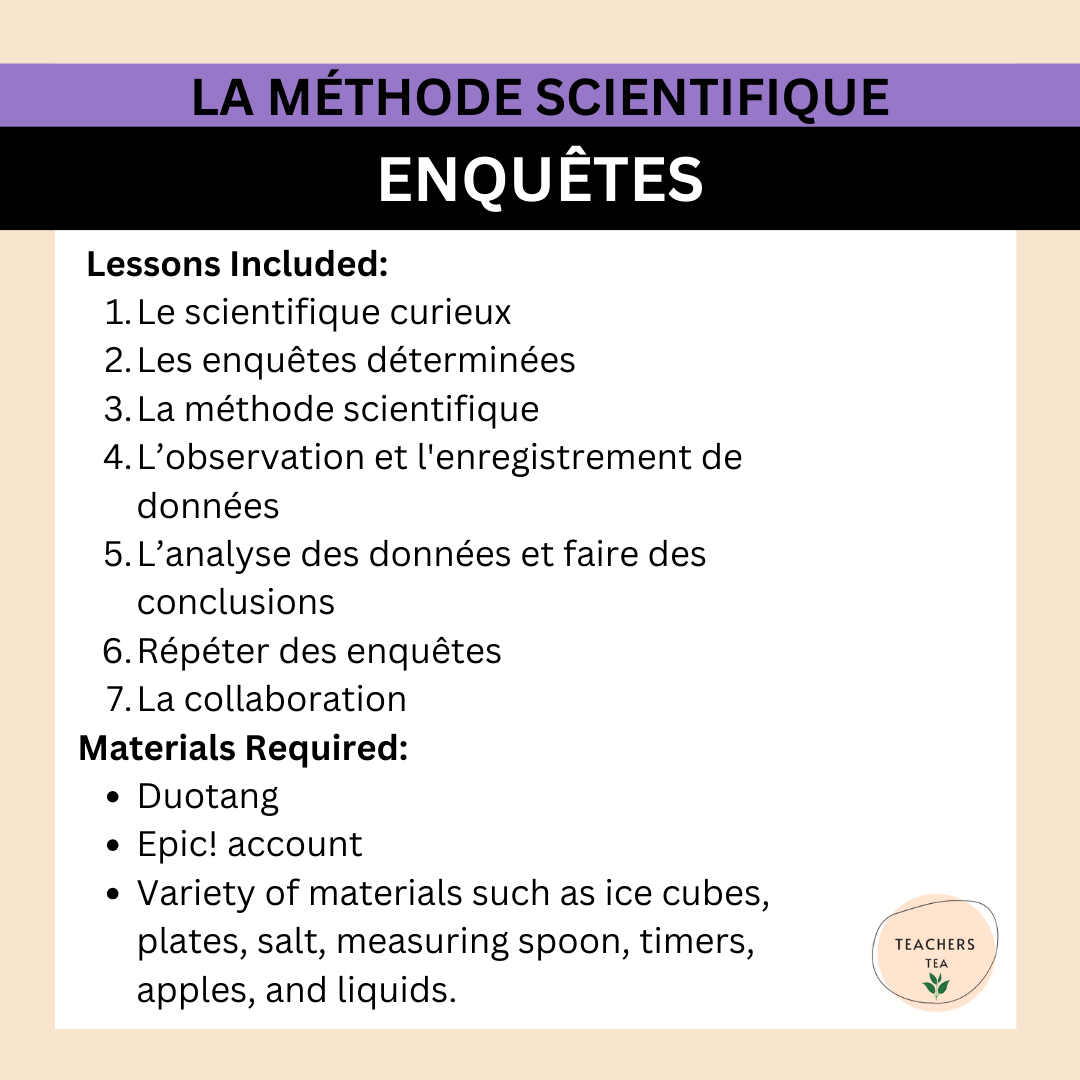 Alberta Grade 2 New Science FRENCH - SCIENTIFIC METHODS - Investigations