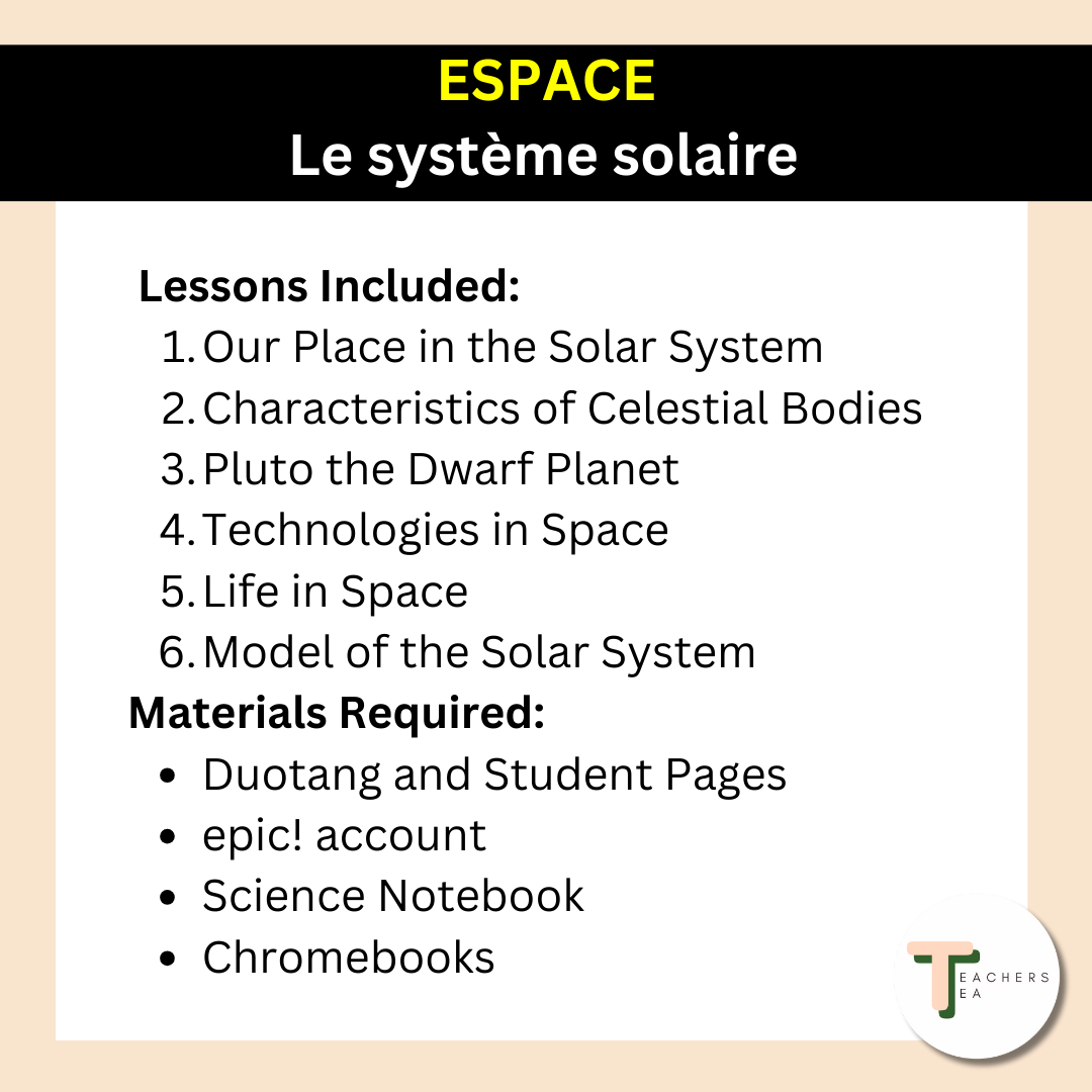 FRENCH Alberta Grade 6 New Science Curriculum - SPACE - The Solar System