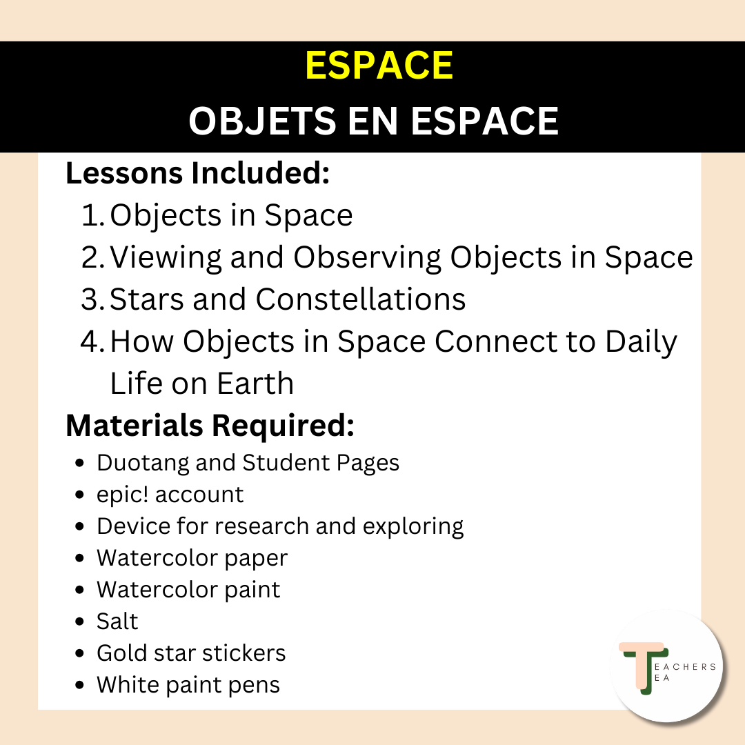 Alberta Grade 4 New Science Curriculum FRENCH - SPACE - Objects in Space