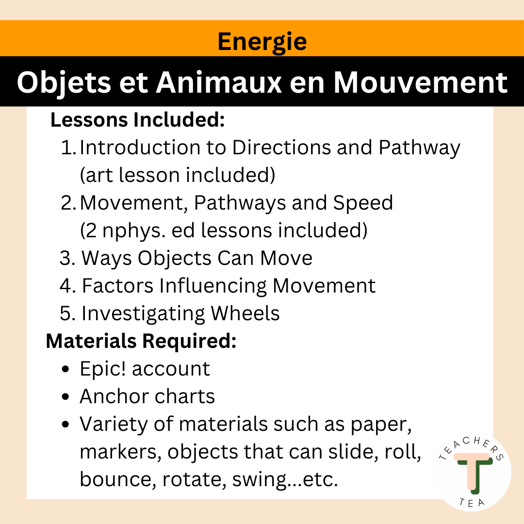 Alberta Grade 1 Science FRENCH  - ENERGY AND FORCES - Moving Objects and Animals