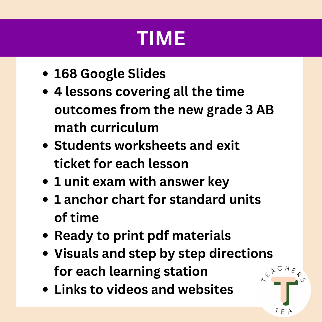 Alberta Grade 3 Math - Time - Google Slides COMPLETE UNIT