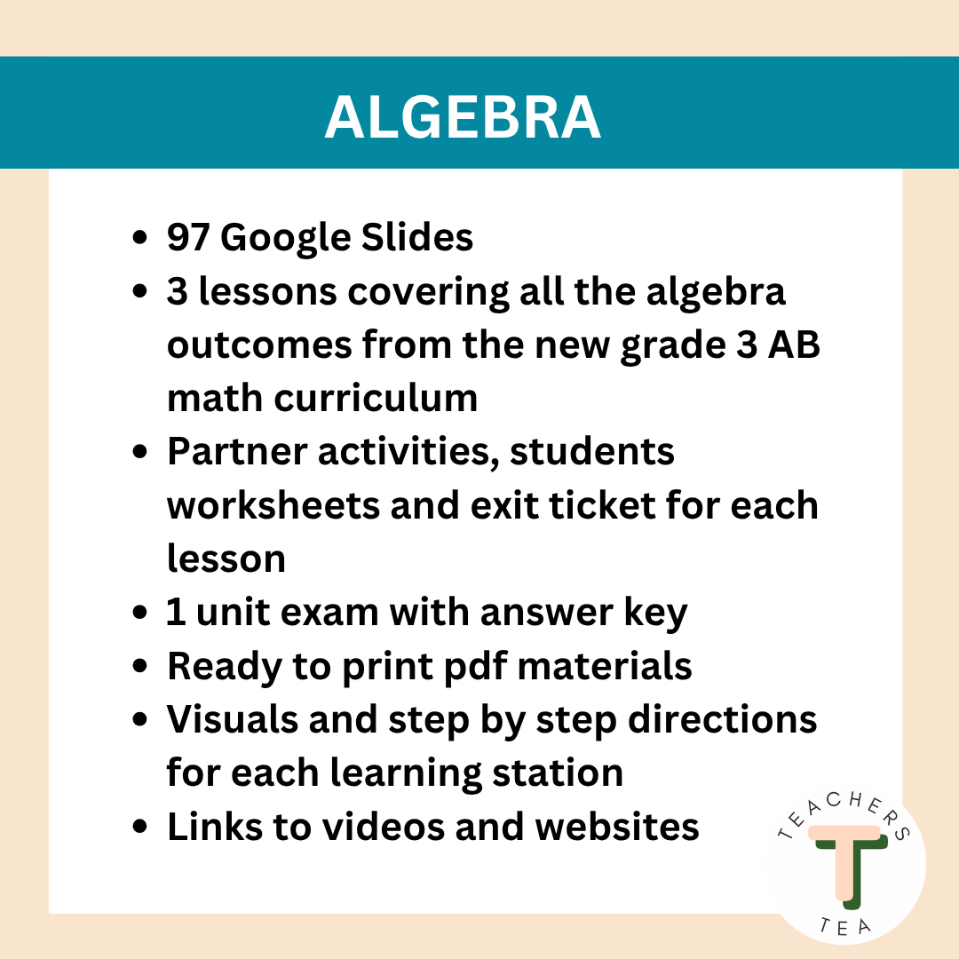 Alberta Grade 3 Math- Algebra - Google Slides COMPLETE UNIT